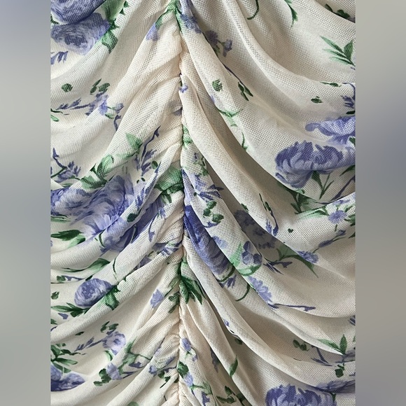 ASOS Design Maternity Women's Size 10 White Lilac Floral Ruched Mini‎ Dress - Picture 9 of 11